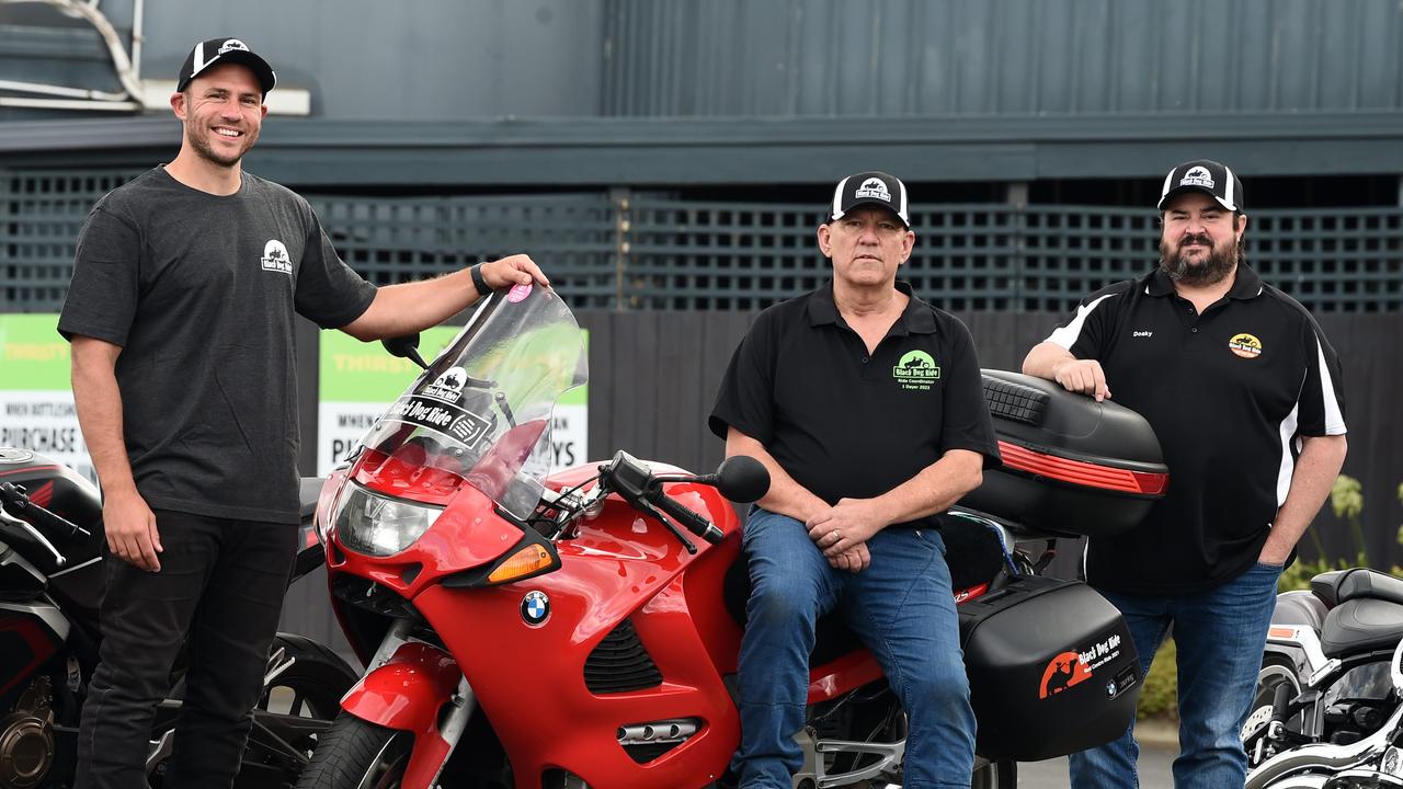 Mathew Di-Giusto, David Di-Giusto and David Doak. A few riders are getting together for the Black Dog Ride, which raises awareness of depression.