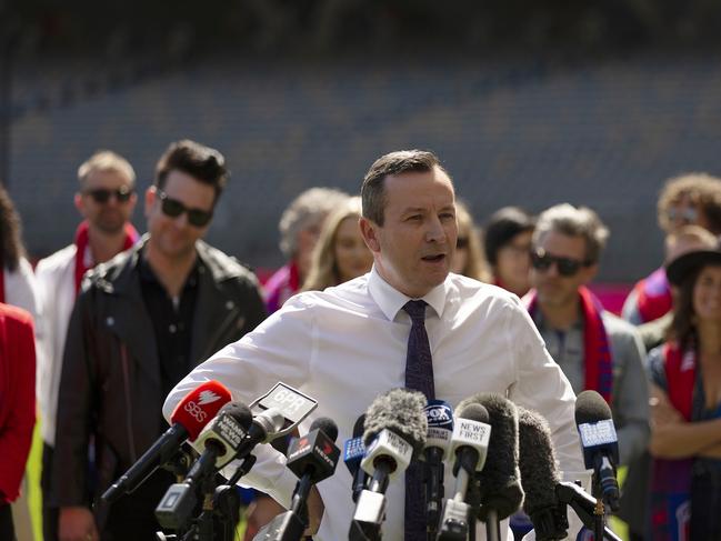 WA Premier Mark McGowan ahead of the 2021 AFL Grand Final at Optus Stadium in Perth. Picture: Getty