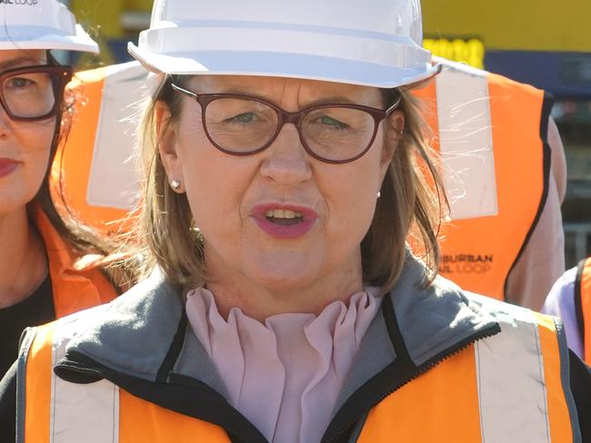 MELBOURNE AUSTRALIA - NewsWire Photos MAY 5 2025: Premier Jacinta Allan and Suburban Rail Loop Minister Harriet Shing are give a press conference at the SRL Clarinda construction site.Picture: NewsWire / Luis Enrique Ascui