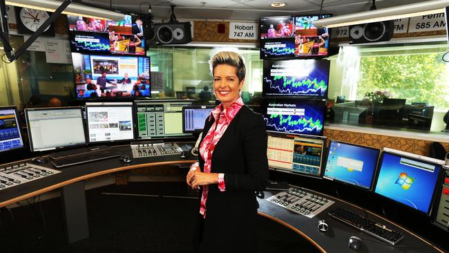 Tracey Holmes at a ABC News radio studio.