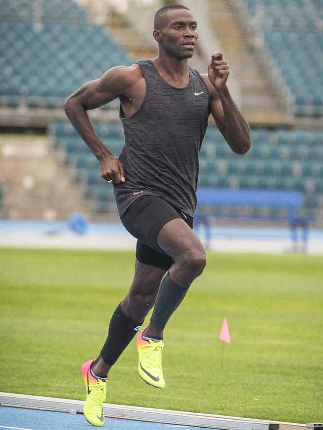 Kerron Clement training before the start of the Nitro Athletics series. Picture: Eugene Hyland