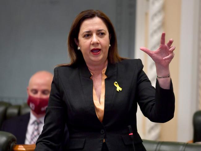 BRISBANE, AUSTRALIA - NewsWire Photos September 14, 2021:  Premier of Queensland Annastacia Palaszczuk in Queensland State parliament.Picture: NCA NewsWire / John Gass