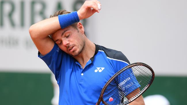 Stan Wawrinka reacts during his loss to Guillermo Garcia-Lopez.