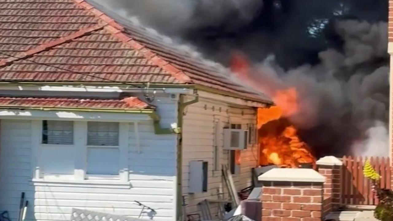 A lithium-ion battery fire in Merrylands on August 28. Picture: Supplied/ Fire and Rescue NSW