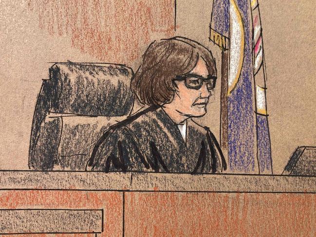 This courtroom sketch made shows Judge Jeannice M. Reding during the first court appearance in Minneapolis, Minnesota, of former Minneapolis police officer Derek Chauvin. Picture: AFP