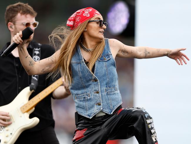 G Flip performs during the 2023 AFLW Grand Final match between The North Melbourne Tasmanian Kangaroos and The Brisbane Lions at IKON Park on December 3. Picture: Michael Willson/AFL Photos via Getty Images)