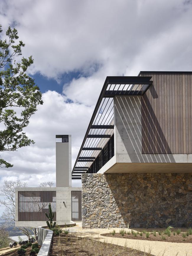 The striking house channels a mid-century vibe. Picture: Scott Burrows