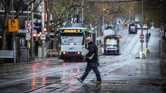 Victorians are unlikely to be embracing more walking in the rain during lockdown five. Picture: Sarah Matray