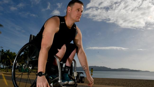 Wheelchair athlete Damon Jaenke is competing in the Mackay Marina Run. Picture: Evan Morgan