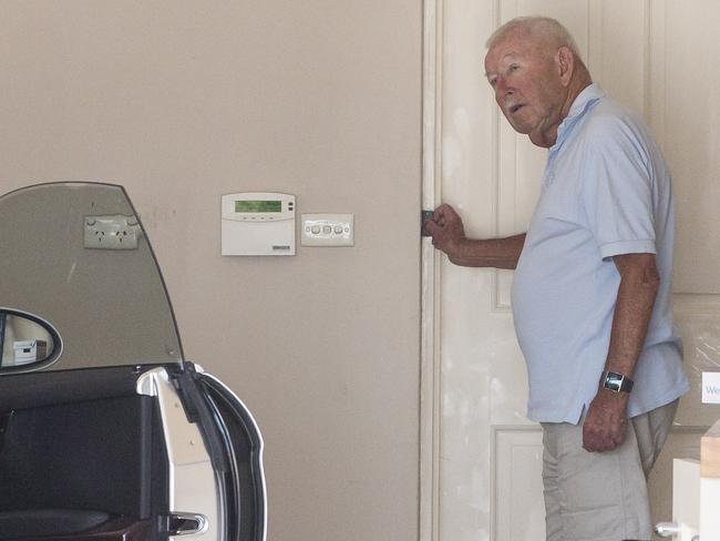 Multi-millionaire Ron Brierley in his garage at his Point Piper home on Wednesday. Picture: Damian Shaw