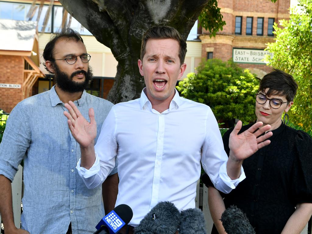 Gabba ward councillor Jonathan Sriranganathan, federal Member for Griffith Max Chandler-Mather and then state Member for South Brisbane Amy MacMahon last year