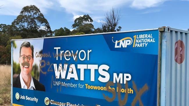 Damage on a Toowoomba North election sign.