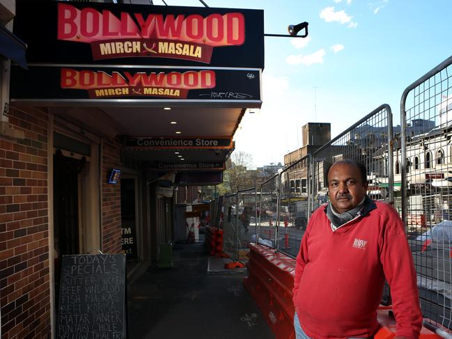 05/09/2017: Sam Kumar is the owner of Bollywood Mirch Masala restaurant in Devonshire St, Surry Hills.  He is in a dire financial situation due to the light rail construction outside his restaurant.  He has gone from earning $3000 to $300 a day and is close to shutting down. Pic by James Croucher