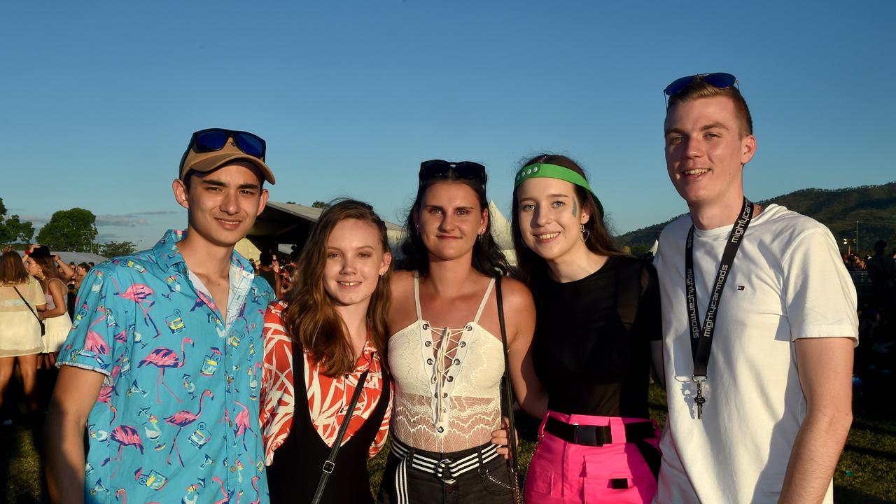 Townsville Groovin the Moo. Ryan McGrath, Charlie Urse, Codi-Lee Montague-Pointing, Natalie Plume and Sean Kelly. Picture: Evan Morgan