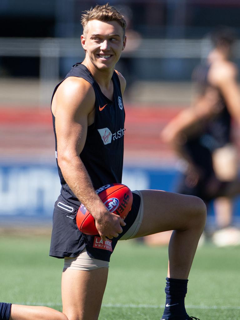 Blues co-captain Patrick Cripps shoulders much of the midfield load. Picture: Sarah Matray