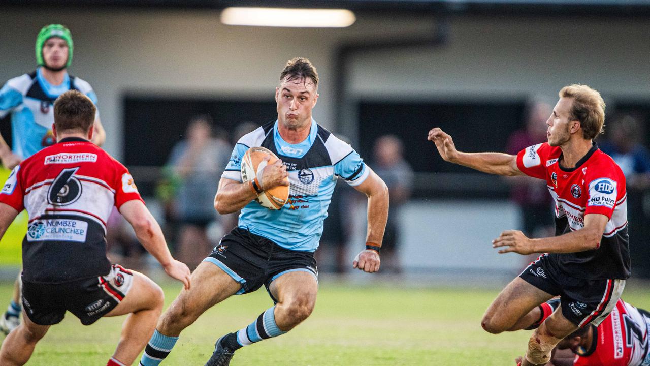 Mitch Burke as Northern Sharks take on Litchfield Bears in the 2023 NRL NT grand final. Picture: Pema Tamang Pakhrin