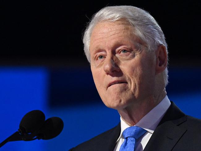 (FILES) Former US President Bill Clinton speaks on the third day of the Democratic National Convention (DNC) at the United Center in Chicago, Illinois, on August 21, 2024. Former US President Bill Clinton has been hospitalized with a fever, an aide to the former president announced on December 23, 2024. (Photo by SAUL LOEB / AFP)