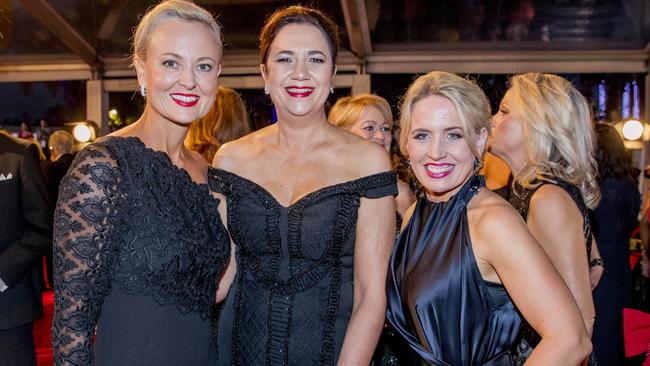 Tracey Vieira CEO of Screen Queensland, QLd Premier Annastacia Palaszczuk, and Minister Kate Jones on the red carpet at the 60th TV Week Logies Awards 2018 at the Star, Gold Coast, on Sunday. .Picture: Jerad Williams