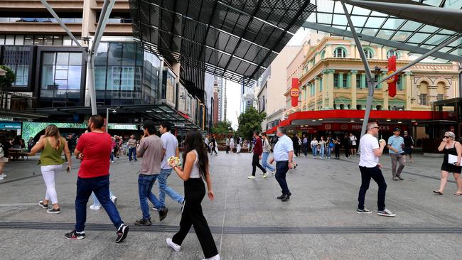 Life returning to normal in the Queen Street Mall post pandemic.