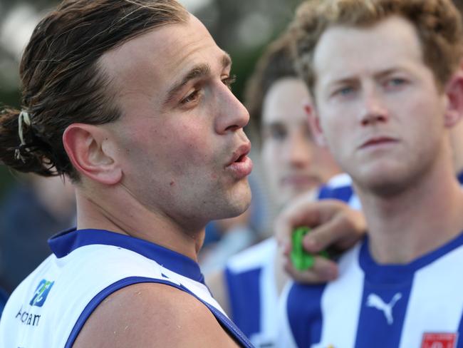 Anglesea playing coach Jordan Keras. BFL: Anglesea v Newcomb at Ellimatta Reserve. Picture: Alan Barber