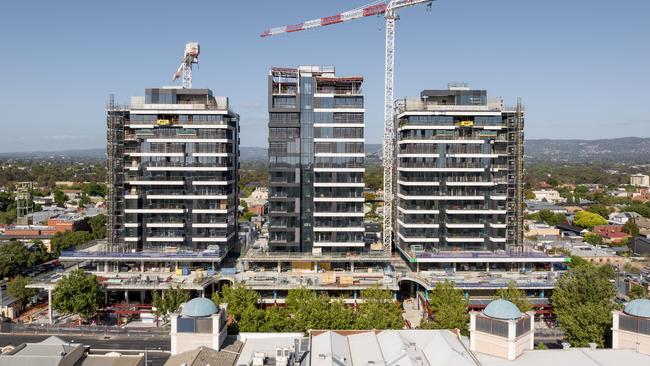 The 88 O'Connell project in North Adelaide under construction. Picture: Supplied by Commercial & General.