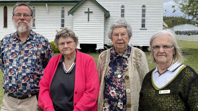 Martin Essenberg, Mavis O'Neill, Dawn Choate and Dorn Gooding are among the Kilkivan residents hoping to restore the St Matthews Anglican Church.