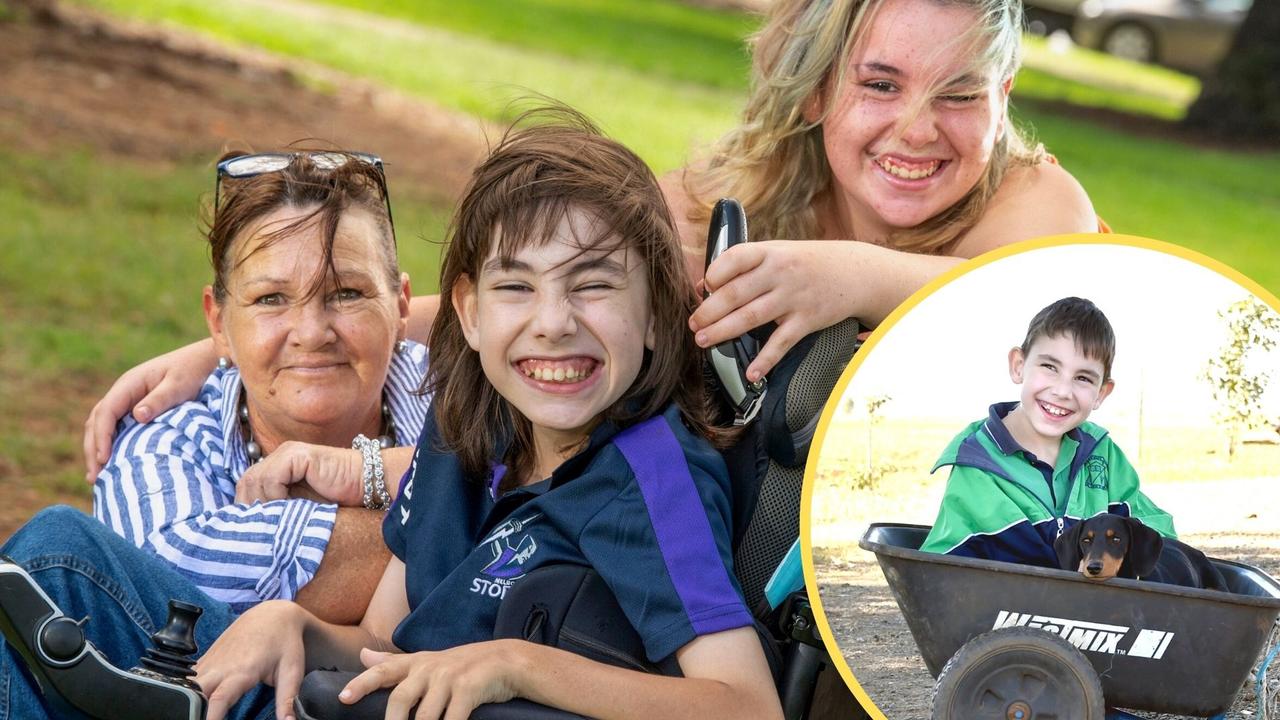 Angus Hopkins, along with his mother Jody Ezzy and his sister Georgia Hopkins, has become a cheeky and funny 12-year-old, three years on from with battle with the NDIS for a new wheelchair.