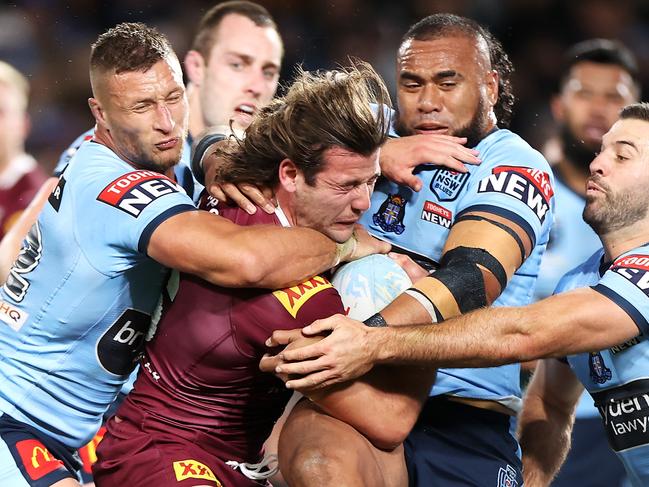 Patrick Carrigan was immense on debut for the Maroons. Picture: Mark Kolbe/Getty Images