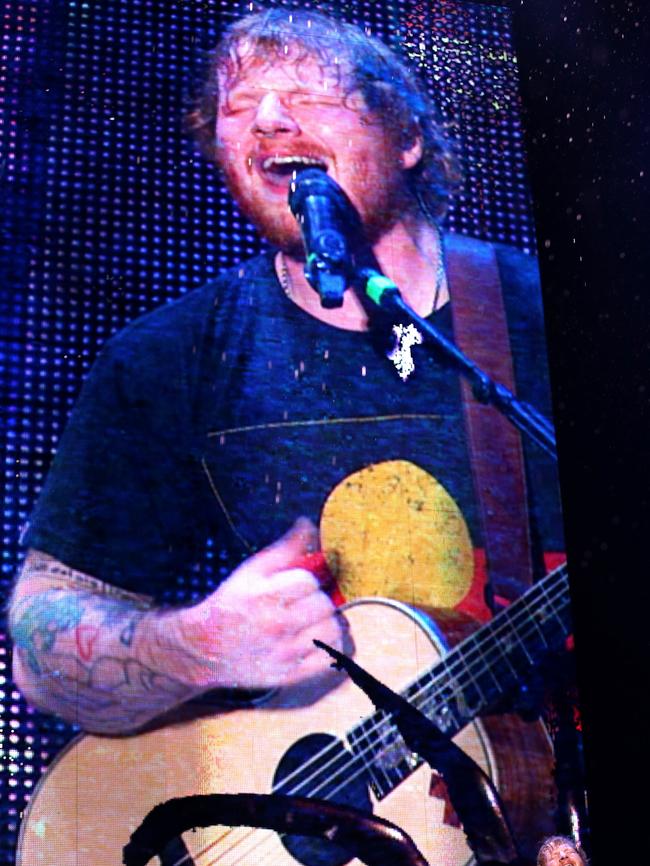 Left nothing in the tank ... Ed Sheeran showed why he is the world’s top male pop star. Pictures: Justin Lloyd