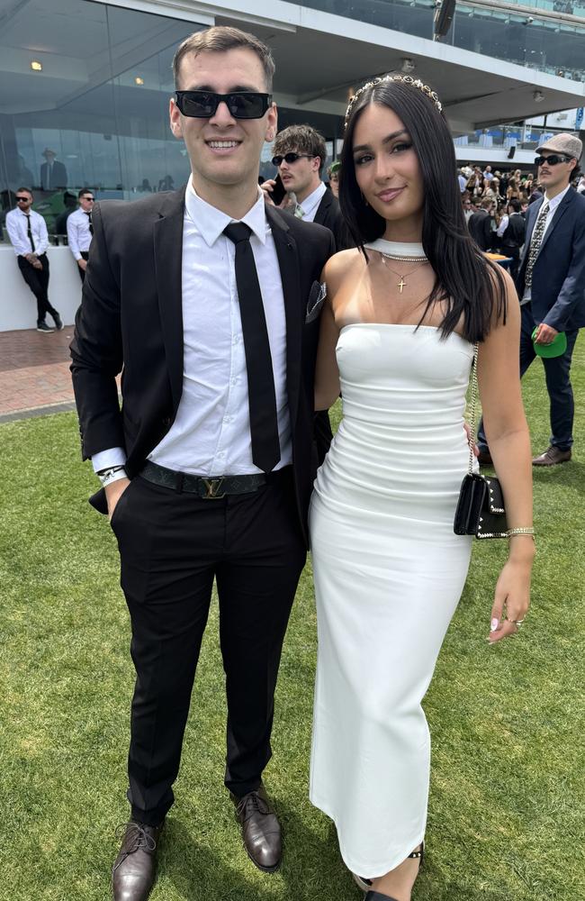 Peter and Patricia Koumaras at Flemington for Derby Day on November 2, 2024. Picture: Phillippa Butt