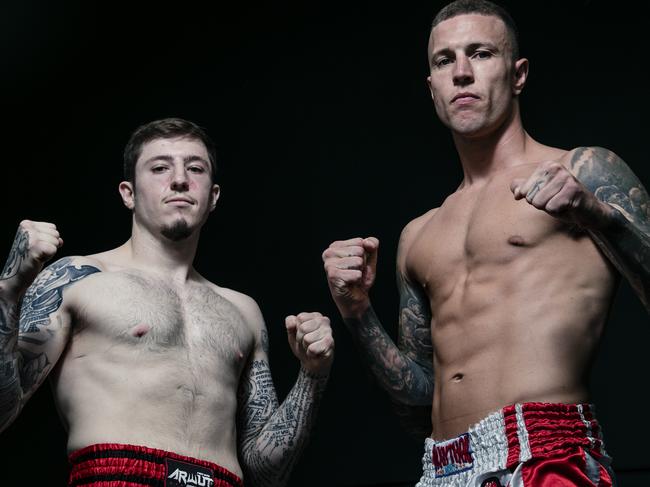 Andy Juniku (L) and James Honey are taking on two of Thailand's best fighters at The Fight Society Gym.Picture: Glenn Campbell