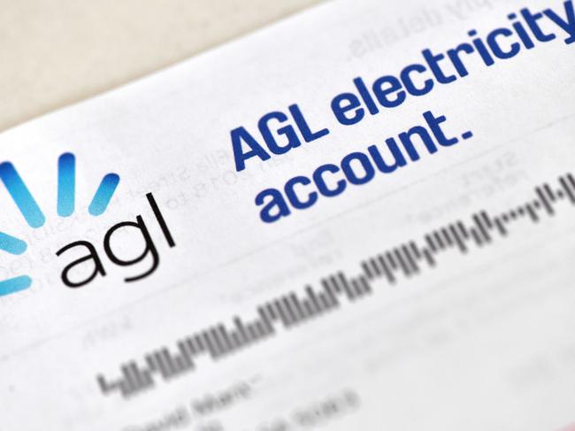 A general view of an AGL power bill, in Adelaide, Wednesday, July 2, 2018. (AAP Image/David Mariuz) NO ARCHIVING