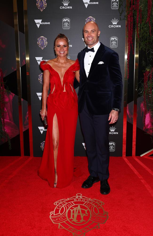 Tom Harley, CEO of Sydney Swans and wife Felicity Harley arrive ahead of the 2023 Brownlow Medal at on September 25, 2023. Picture: Graham Denholm/Getty Images