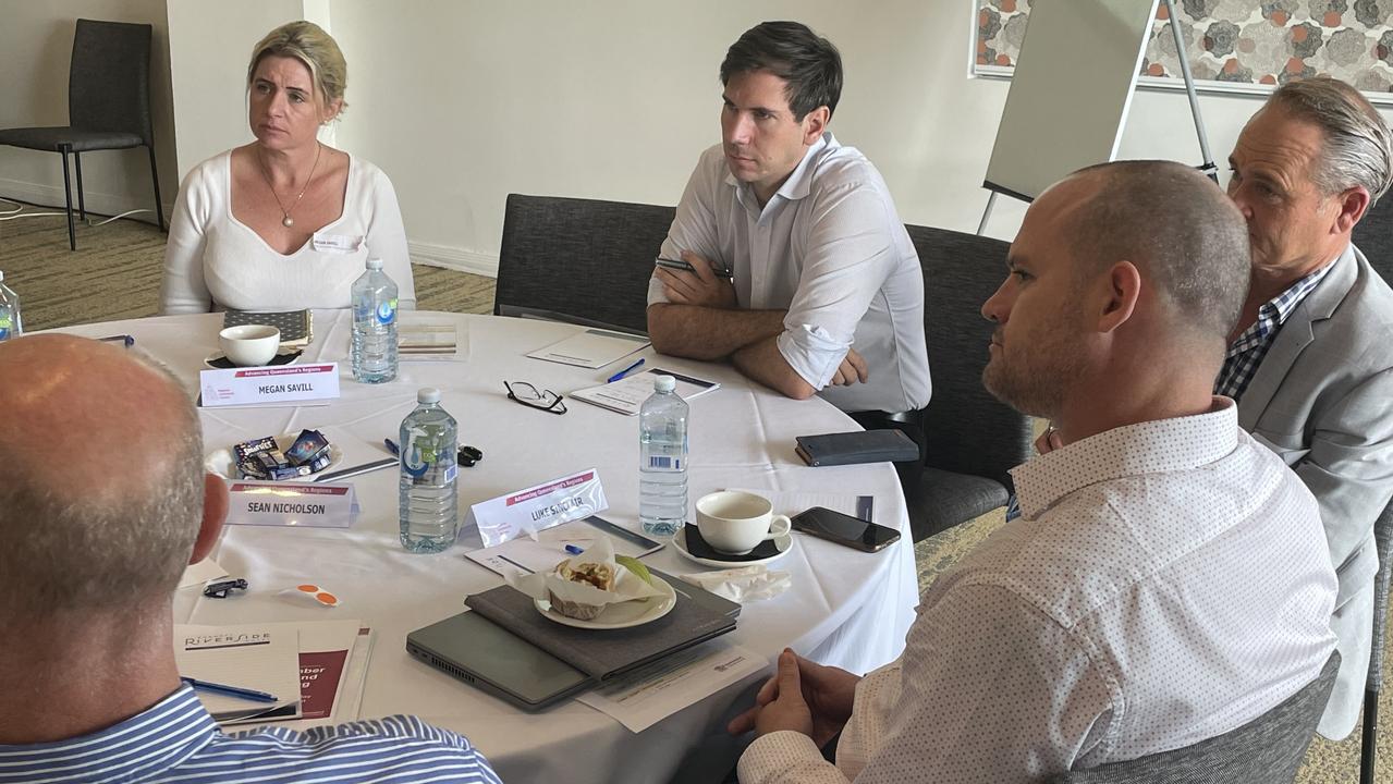 Bundaberg MP Tom Smith speaks with locals at the Wide Bay-Burnett-Fraser Coast Regional Community Forum 2022.