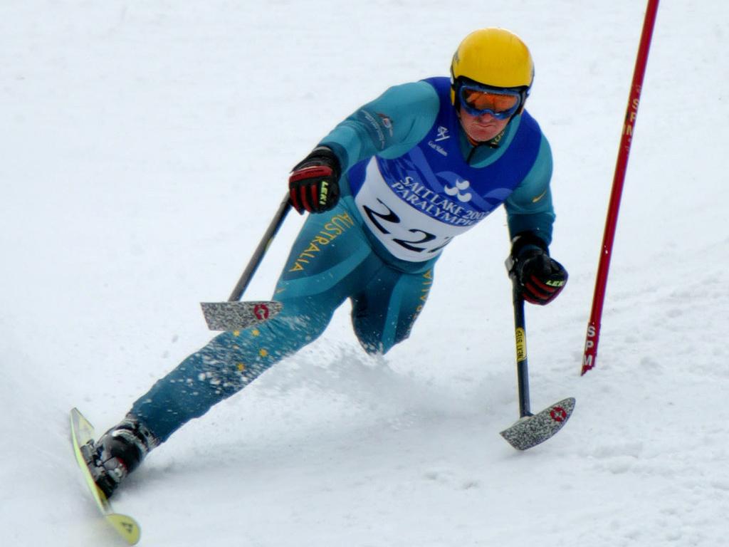 Michael Milton on the slopes at the 2002 Winter Paralympics.