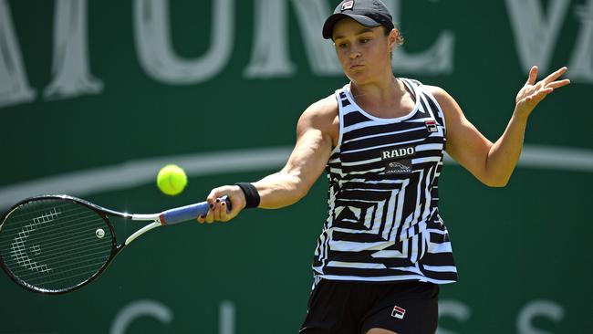 Ashleigh Barty returns to Czech Republic's Barbora Strycova in their semi-final clash at the Birmingham Classic. Picture: AFP