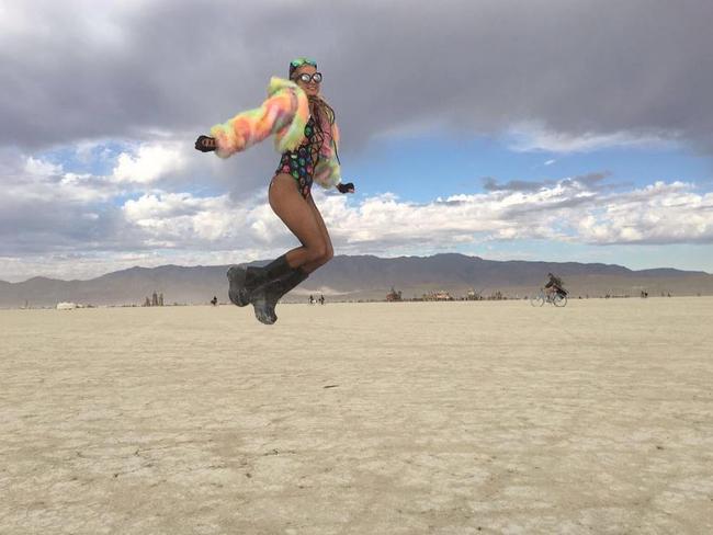American socialite Paris Hilton at the 2016 Burning Man Festival in the Black Rock Desert, Nevada ... “I believe I can fly...” Picture: Instagram