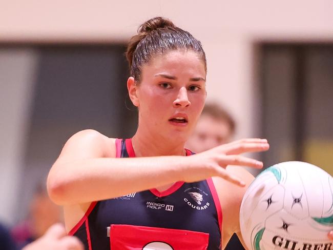 Geelong Cougars centre Zara Walters in action during the VIctorian Netball LEague season. Photo: Grant Treeby/NV