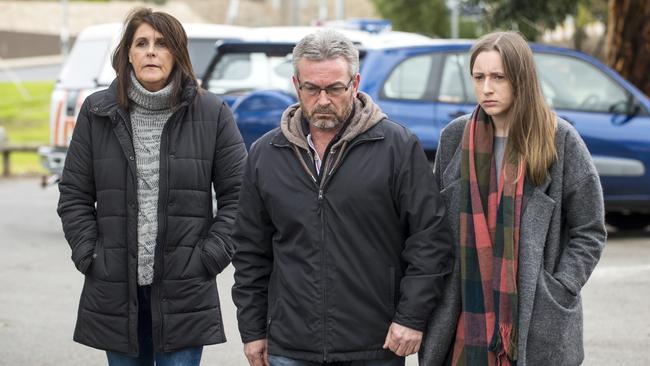 Karen’s aunty Patricia with Borce Ristevski and his daughter Sarah. Picture: Eugene Hyland