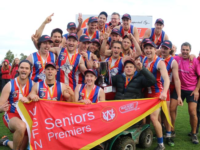 The Bulldogs celebrate their 2019 premiership.