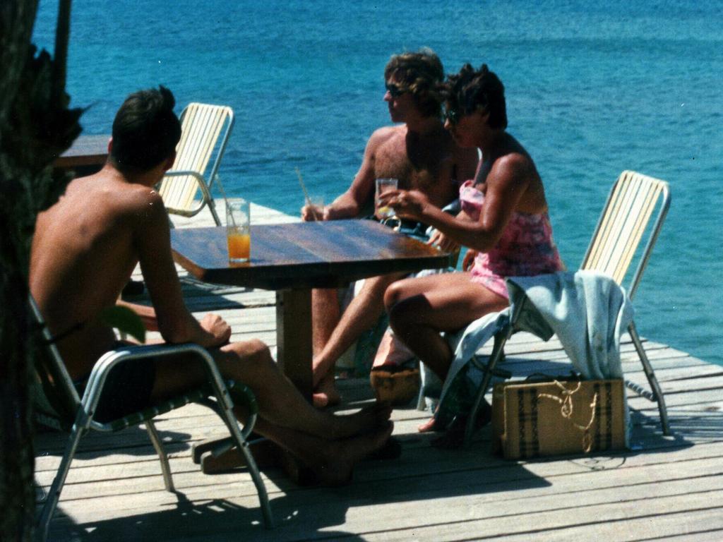 Princess Margaret with boyfriend Roddy Llewllyn on island of Mustique in 1975. Picture: Supplied