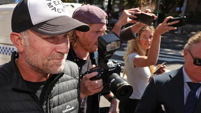 Slater leaving Manly Police Station after he was arrested on domestic violence charges last month. Picture: Richard Dobson