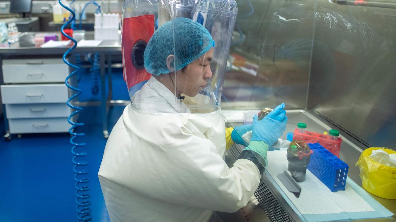 A worker inside a laboratory at the Institute of Virology. Picture: Johannes Eisele/AFP