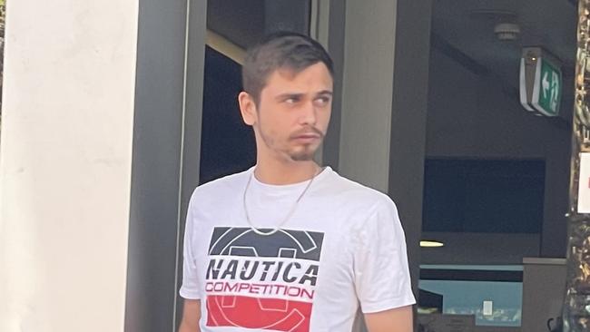 Riley Wilcox, 23, of Gosford, leaving Wyong Local Court after being sentenced for a drink-driving crash he had while fleeing police, who he also assaulted. Picture: NewsLocal