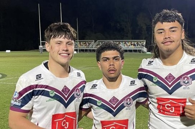 Ipswich’s Cooper Cracknell, Xavier Kirk and Xavier Timoteo after a win in 2024.