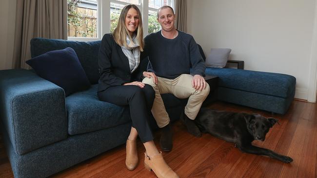 Janna Brown-Greaves, 30, and her husband, Matt, 32, recently purchased a two bedroom semi-detached home in Prahran in Melbourne. Picture: Ian Currie