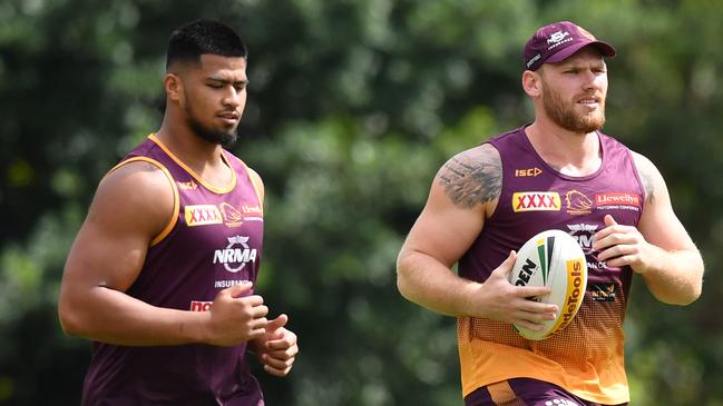 Haas and Lodge are Brisbane’s two rising props. AAP Image/Darren England.