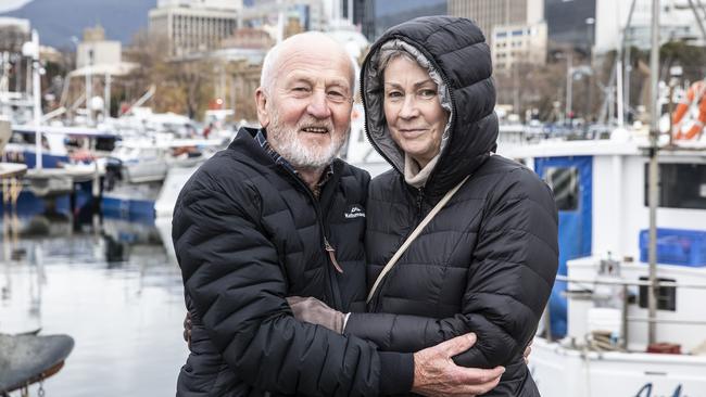 Franz and Sally Kohl, of Bonnet Hill, are rugged up for the cold weather. Picture: Eddie Safarik