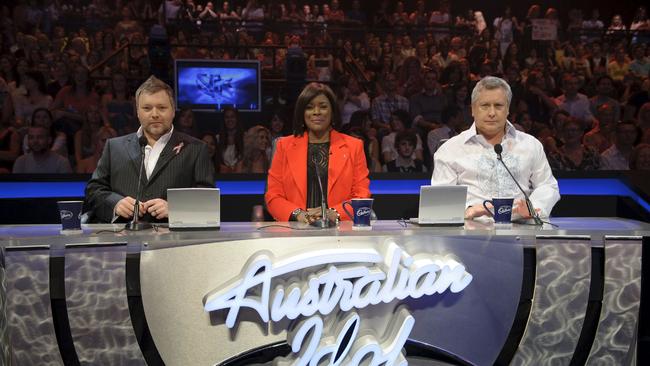 Former Australian Idol judges Kyle Sandilands Marcia Hines and Ian 'Dicko' Dickson.