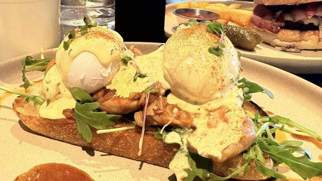 Pork adobo eggs benedict at new Darwin cafe Perk and Palate. Picture: Facebook/ JM Tarrosa